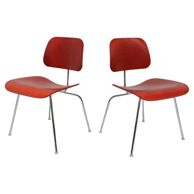 Pre-owned Charles And Ray Eames Eames Herman Miller Dcm Chairs In Red Stained Birch