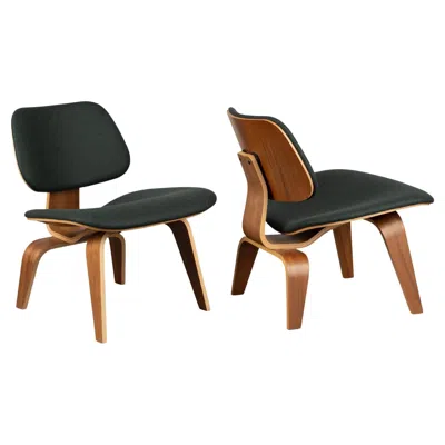 Pre-owned Charles And Ray Eames Eames Herman Miller Lcw Lounge Chairs In British Forest Green Wool, Pair