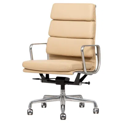Pre-owned Charles And Ray Eames Eames Herman Miller Tall Tan Leather Office Chair Aluminum Group In Brown