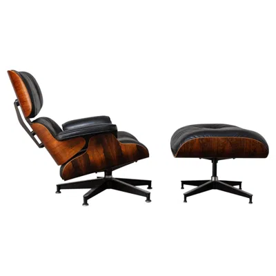 Pre-owned Charles And Ray Eames Eames Herman Miller Vintage Rosewood Lounge Chair & Ottoman Black Leather 1970s