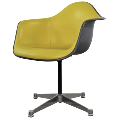 Pre-owned Charles And Ray Eames Eames Pac Yellow Padded Swivel Armchair W/gray Fiberglass Shell & Aluminum Base