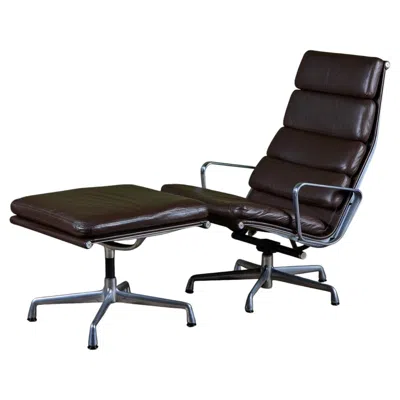 Pre-owned Charles And Ray Eames Eames Soft Pad Management Lounge Chair And Ottoman For Herman Miller In Black