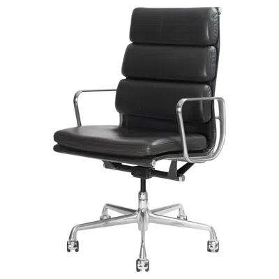 Pre-owned Charles And Ray Eames Eames Soft-pad Executive Chairs In Smoke Gray Leather By Herman Miller