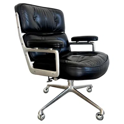 Pre-owned Charles And Ray Eames Eames Time Life Chair In Black Leather By Herman Miller, 1981 Usa
