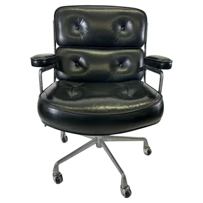 Pre-owned Charles And Ray Eames Eames Time Life Chair In Black Leather For Herman Miller, 1980s Usa
