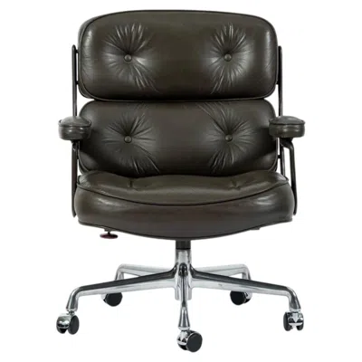 Pre-owned Charles And Ray Eames Eames Time Life Executive Lobby Chair For Herman Miller, Gray Leather Desk Chair