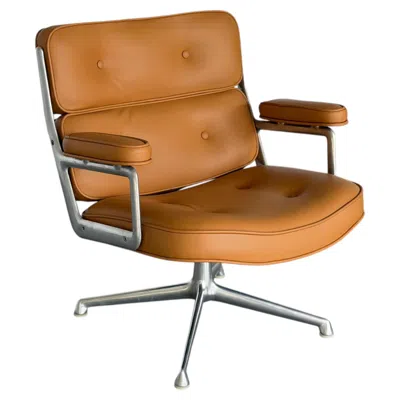 Pre-owned Charles And Ray Eames Eames Time Life "lobby" Chair - Caramel Leather - 1st Generation Model 675 In Brown
