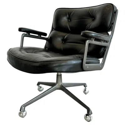 Pre-owned Charles And Ray Eames Eames Time Life Lobby Lounge Chair In Black Leather For Herman Miller, 1980s Usa
