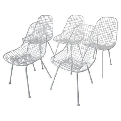 Pre-owned Charles And Ray Eames Eames Wire Scoop Dining Chairs For Herman Miller In Gray