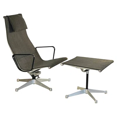 Pre-owned Charles And Ray Eames Early Eames Alu Group Recliner Chair And Ottoman In Gray