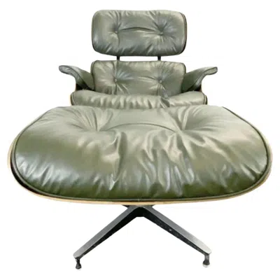 Pre-owned Charles And Ray Eames Gorgeous Avocado Eames Lounge Chair And Ottoman In Gray