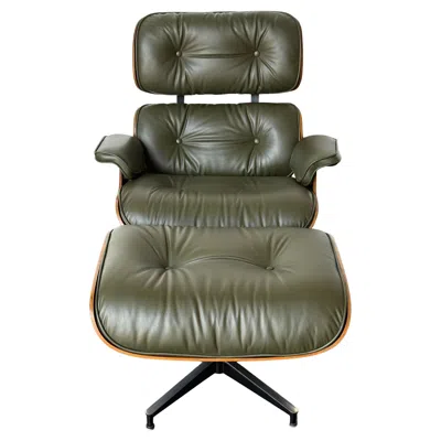 Pre-owned Charles And Ray Eames Gorgeous Avocado Eames Lounge Chair And Ottoman In Gray