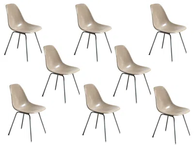 Pre-owned Charles And Ray Eames Greige Light Grey Eames For Herman Miller Vintage 1960s Fiberglass Shell Chairs In Gray