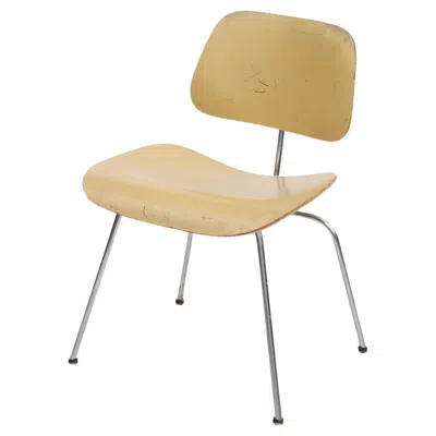 Pre-owned Charles And Ray Eames Herman Miller Eames Dcm Chair Butter Yellow- Red Aniline Dye Finish Beneath #2