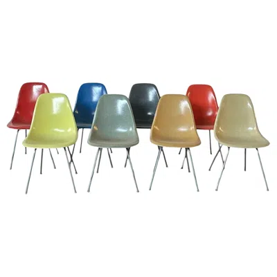 Pre-owned Charles And Ray Eames Herman Miller Eames Multicolored Dining Chair Set By Herman Miller In Brown