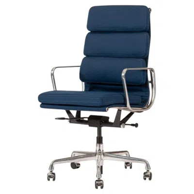 Pre-owned Charles And Ray Eames Herman Miller Eames Tall Navy Blue Fabric Desk Chair Soft Pad
