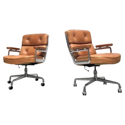 Pre-owned Charles And Ray Eames Honey Cognac Herman Miller Es104 Time Life Lobby Office Chair By Charles Eames In Brown
