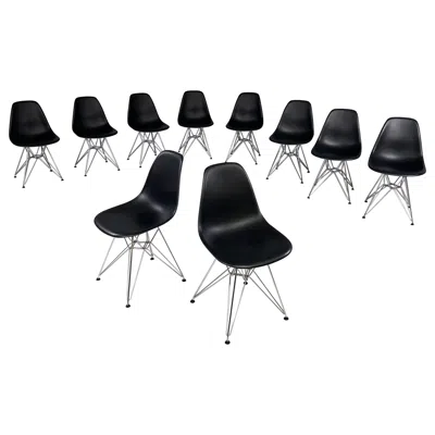 Pre-owned Charles And Ray Eames Italian Modern Black Plastic Chairs By  For Vitra, 2017