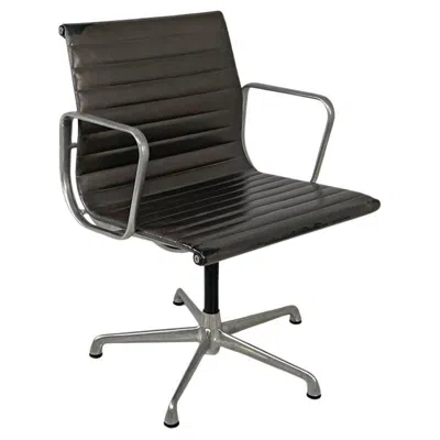 Pre-owned Charles And Ray Eames Italian Modern Leather Office Chair By  For Icf, 1970s In Black