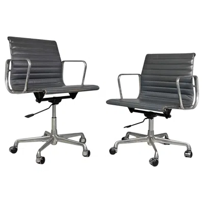 Pre-owned Charles And Ray Eames Italian Modern Leather Office Chair By  For Icf, 1970s In Gray