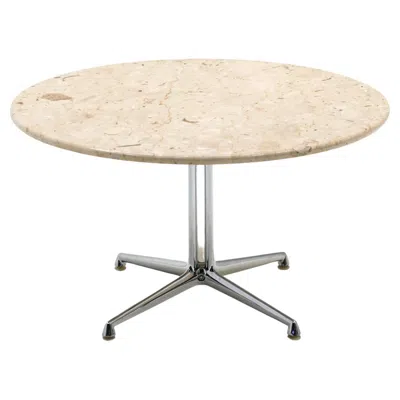 Pre-owned Charles And Ray Eames La Fonda Table By , Travertine, Chrome, Signed In Sand