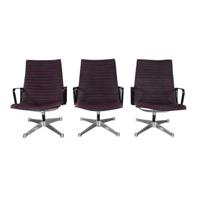 Pre-owned Charles And Ray Eames Mcm Charles & Ray Eames For Herman Miller Aluminum Group High Back Chairs Set 3 In Black