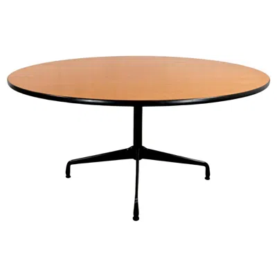 Pre-owned Charles And Ray Eames Mcm Eames Herman Miller Natural Oak 60" Round Top Tables Black Universal Base