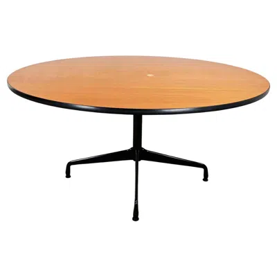 Pre-owned Charles And Ray Eames Mcm Eames Herman Miller Natural Oak Round Universal Base Table W/ Gromet Hole In Brown