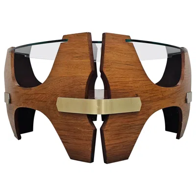 Pre-owned Charles And Ray Eames Mid Century Coffee Table Done In Bent Plywood, With Glass Top, Italy 1940s In Brown