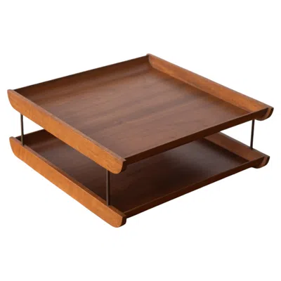 Pre-owned Charles And Ray Eames Mid Century Large Bent Plywood Multi Level Letter Paper Desk Tray In Brown