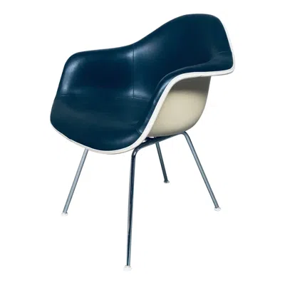 Pre-owned Charles And Ray Eames Mid-century Black Leather Dax Armchair By Charles & Ray Eames For Herman Miller