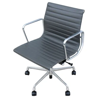 Pre-owned Charles And Ray Eames Mid-century Herman Miller Eames Aluminum Group Gray Leather Management Chair