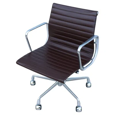 Pre-owned Charles And Ray Eames Mid-century Herman Miller Eames Aluminum Group Management Chair Espresso Leather In Black