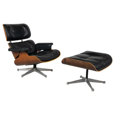 Pre-owned Charles And Ray Eames Mid-century Lounge Chair And Ottoman By Charles & Ray Eames For Herman Miller In Brown