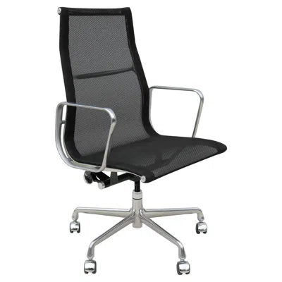 Pre-owned Charles And Ray Eames Mid-century Modern Herman Miller Eames Aluminum Group Black Mesh Executive Chair