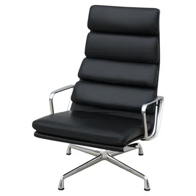 Pre-owned Charles And Ray Eames Mid-century Modern Herman Miller Eames Soft Pad Lounge Chair In Black Leather