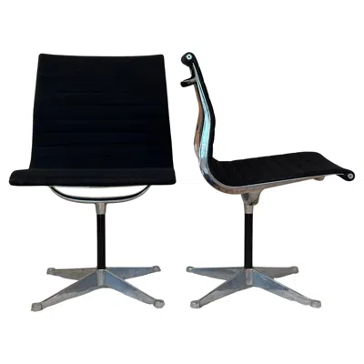 Pre-owned Charles And Ray Eames Model Ea 105 Aluminium Chairs By Eames For Herman Miller, 1970s, Set Of 2 In Black