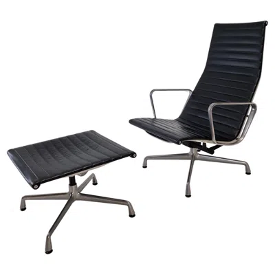Pre-owned Charles And Ray Eames Model Ea 124 + 125 Vitra Lounge Chair And Ottoman By Charles & Ray Eames In Black