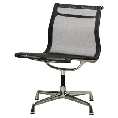 Pre-owned Charles And Ray Eames Multiple Eames Aluminum Group Ea106 Dining Chairs In Black Netweave Mesh, Vitra