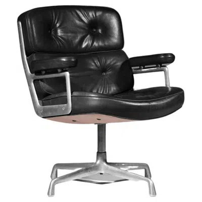 Pre-owned Charles And Ray Eames Office Chair In Black Leather And Aluminum Group