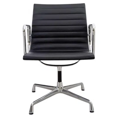 Pre-owned Charles And Ray Eames Original Vitra Charles & Ray Eames Stuhl Ea 108 Leder Schwarz In Black