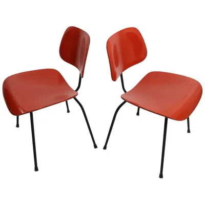 Pre-owned Charles And Ray Eames Pair Of Eames Dcm Herman Miller Dining Chairs In Brown