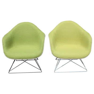 Pre-owned Charles And Ray Eames Pair Of Ray & Charles Eames Fabric Fiberglass Shell Chairs In Green