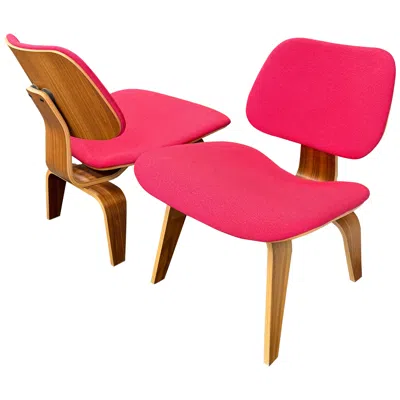 Pre-owned Charles And Ray Eames Pr Of Herman Miller Eames Walnut And Pink Lcw Chairs
