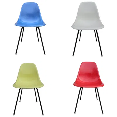 Pre-owned Charles And Ray Eames Primary Color/mondrian Style Herman Miller Eames Dining Chairs In Gray