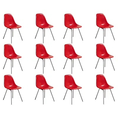 Pre-owned Charles And Ray Eames Red Crimson Eames Herman Miller Vintage Fiberglass Shell Chairs