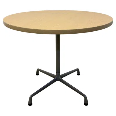 Pre-owned Charles And Ray Eames Round Oak Veneer Pedestal Dining Table For Herman Miller In Brown