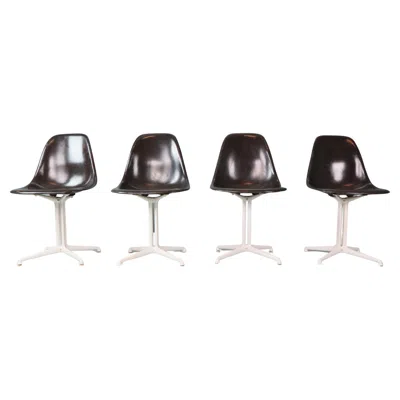 Pre-owned Charles And Ray Eames Charles & Ray Eames Set Of 4 Off Black"la Fonda" Chairs For Herman Miller, 1960