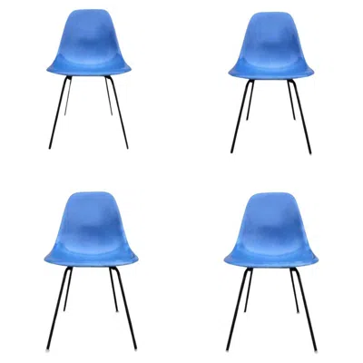 Pre-owned Charles And Ray Eames Set Of 4 Royal Blue Herman Miller Eames Dining Chairs