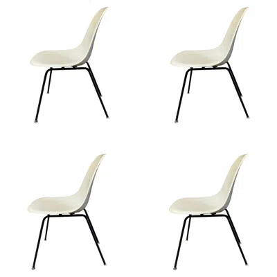 Pre-owned Charles And Ray Eames Set Of 4 Vintage White Fiberglass Eames Chairs By Herman Miller